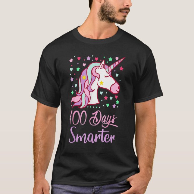 100 Days Smarter Women Girls Unicorn 100th Day Of  T-Shirt (Front)