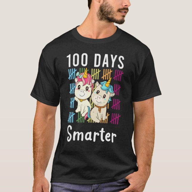 100 Days Smarter Women Girls Unicorn 100th Day Of  T-Shirt (Front)