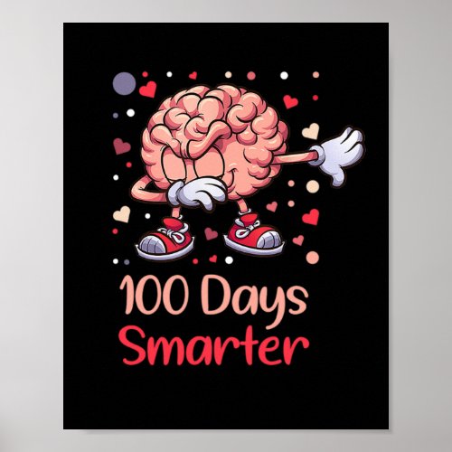 100 Days Smer Dabbing Brain 100Th Day Of School Te Poster
