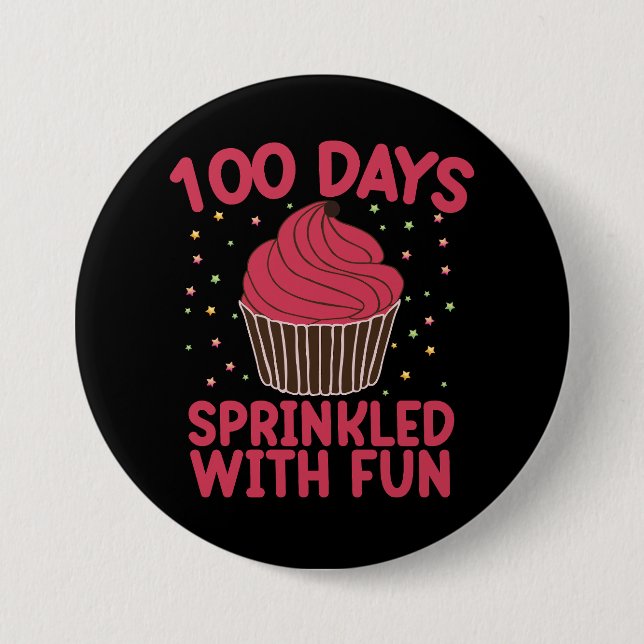 100 Days Sprinkled With Fun Cupcake School Girl  Button (Front)