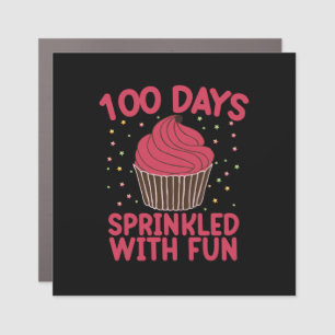 100 Days Sprinkled With Fun Cupcake School Girl Car Magnet