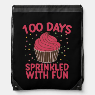 100 Days Sprinkled With Fun Cupcake School Girl Drawstring Bag