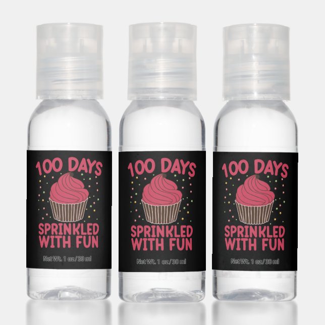 100 Days Sprinkled With Fun Cupcake School Girl  Hand Sanitizer (Set)