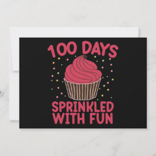100 Days Sprinkled With Fun Cupcake School Girl  Invitation