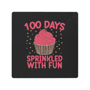 100 Days Sprinkled With Fun Cupcake School Girl  Metal Print