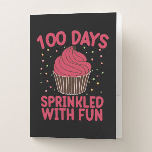 100 Days Sprinkled With Fun Cupcake School Girl Pocket Folder