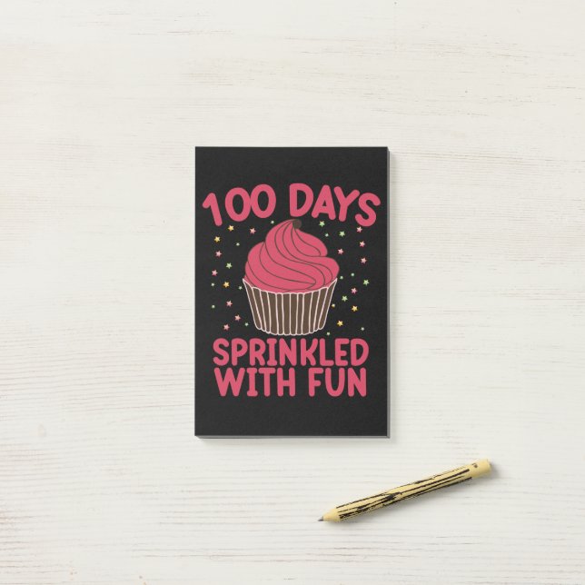 100 Days Sprinkled With Fun Cupcake School Girl  Post-it Notes (On Desk)
