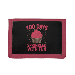 100 Days Sprinkled With Fun Cupcake School Girl Trifold Wallet