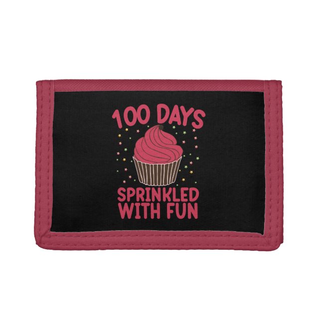 100 Days Sprinkled With Fun Cupcake School Girl  Trifold Wallet (Front)