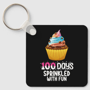 100 Days Sprinkled With Fun Cupcake School Teacher Keychain