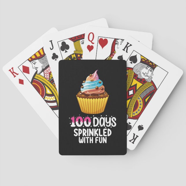 100 Days Sprinkled With Fun Cupcake School Teacher Poker Cards (Back)