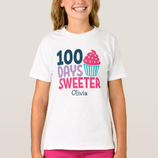 100 Days Sweeter   Cute Cupcake Personalized T-Shirt