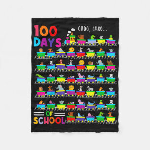 100 Days Train With Animals Kids 100 Days Of Schoo Fleece Blanket