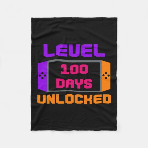 100 Days Unlocked 100th Day Of School Gamer Gaming Fleece Blanket