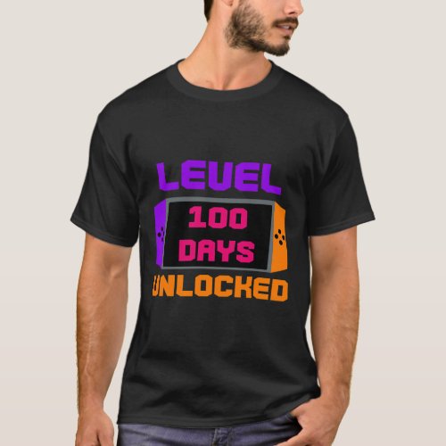 100 Days Unlocked 100th Day Of School Gamer Gaming T_Shirt