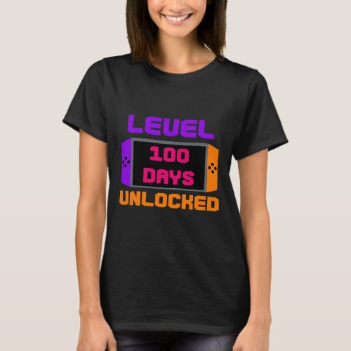 100 Days Unlocked 100th Day Of School Gamer Gaming T_Shirt