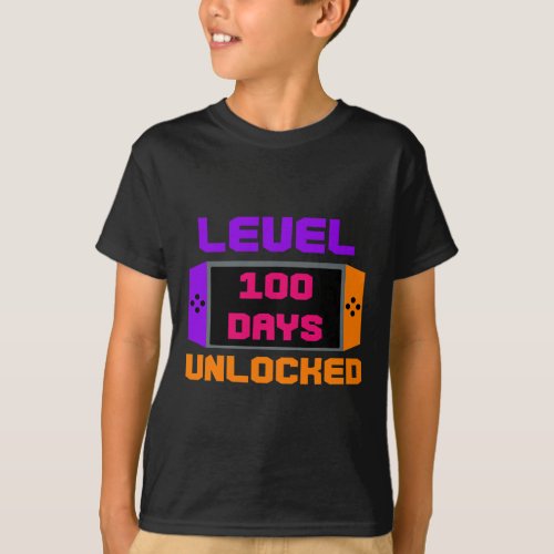 100 Days Unlocked 100th Day Of School Gamer Gaming T_Shirt