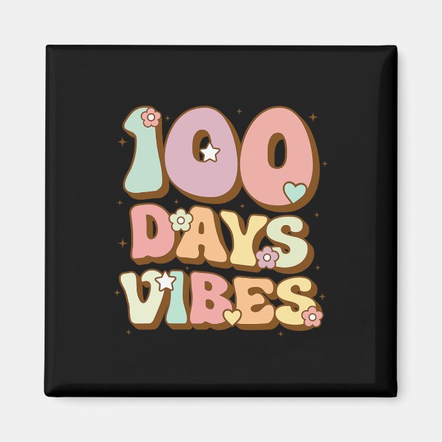 100 Days Vibes 100th Day Of School Groovy Teacher  Magnet (Front)