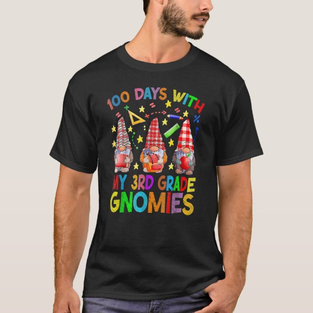 100 Days With My 3rd Grade Gnomes Virtual Teachers T-Shirt (Front)