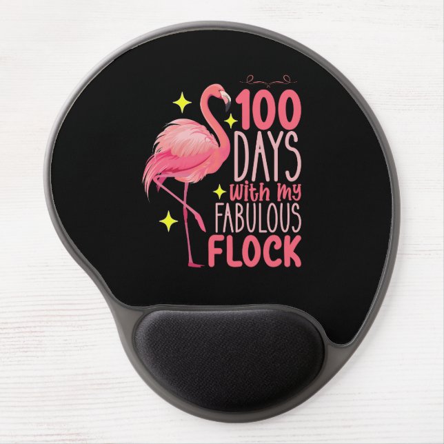 100 Days With My Fabulous Flock Flamingo School Gel Mouse Pad (Front)