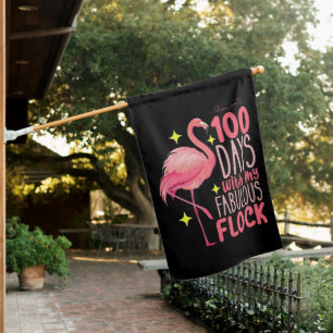 100 Days With My Fabulous Flock Flamingo School House Flag