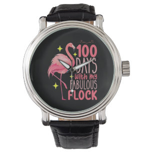 100 Days With My Fabulous Flock Flamingo School Watch