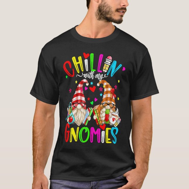 100 Days With My Gnomies 100th Day of School Gnome T-Shirt (Front)