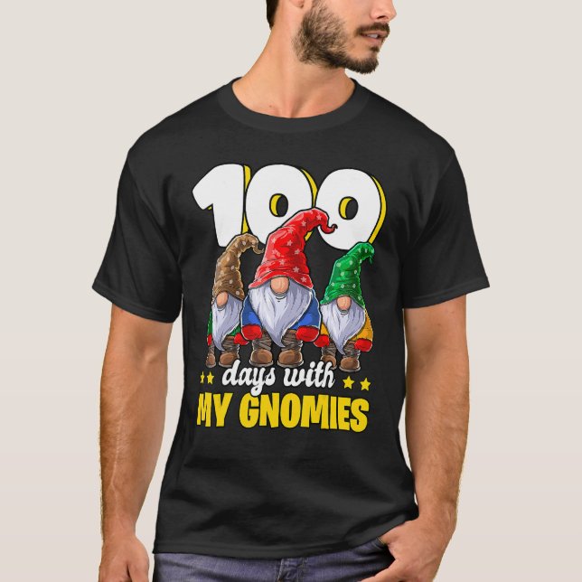 100 Days With My Gnomies Happy 100th Day Of School T-Shirt (Front)