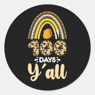 100 Days Y'all 100th Day Of School Leopard Classic Round Sticker
