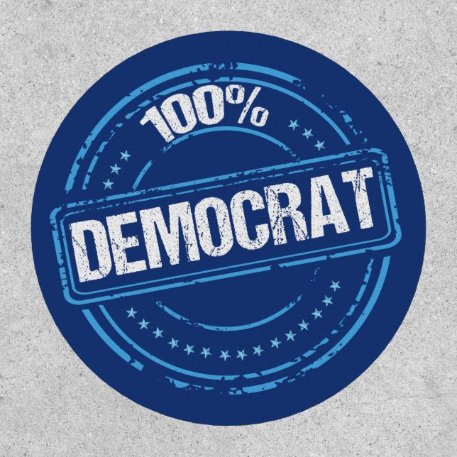 100% Democrat Blue Political Patch (Front)