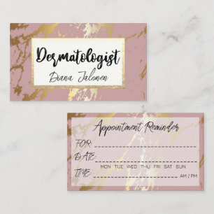 100 Dermatologist Appointment Reminder Rose Marble Business Card