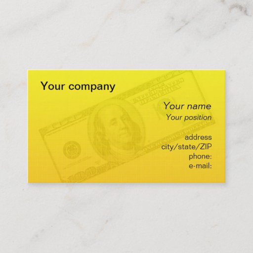 Customizable "100 dollar bill" business card