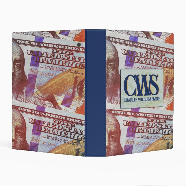 $100 Dollar Bill Money Personalized Name Binder (Background)