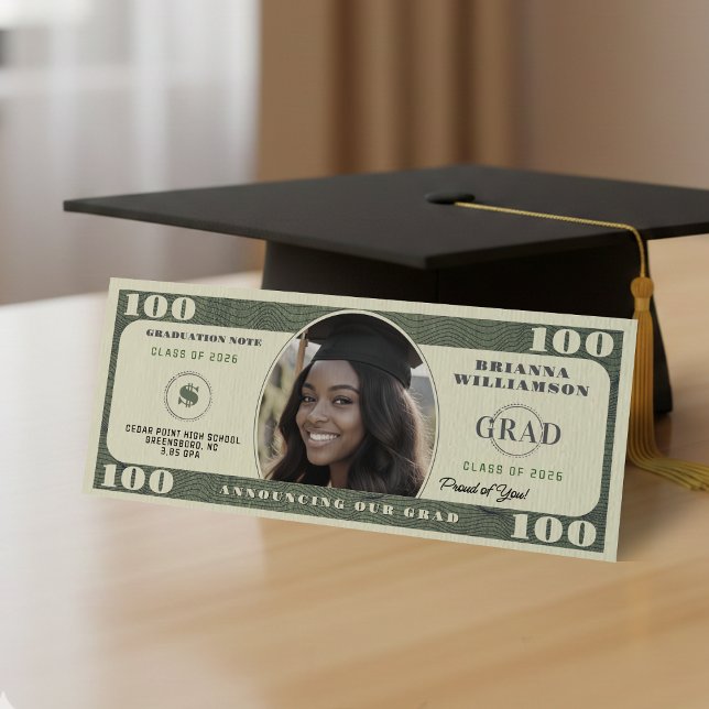 100 Dollar Bill Photo Graduation Announcement (100 Dollar Bill Photo Graduation Announcement
)