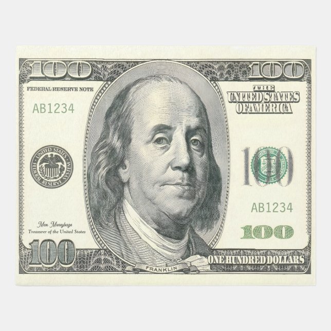 100 Dollar Bill Rug Hundred Dollars Note Money Rug (Front)