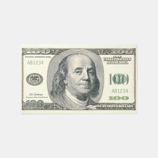 100 Dollar Bill Rug - Hundred Note Money Rug 5x3 (Front)