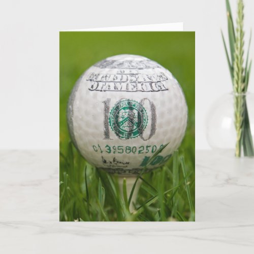 100 Dollar Birthday Golf Ball Card