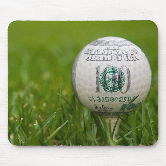 100 Dollar Golf Ball On Tee Mouse Pad (Front)