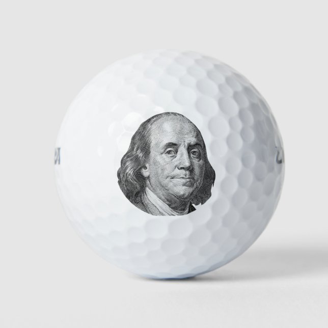 100 dollars, Benjamin Franklin Golf Balls (Front)
