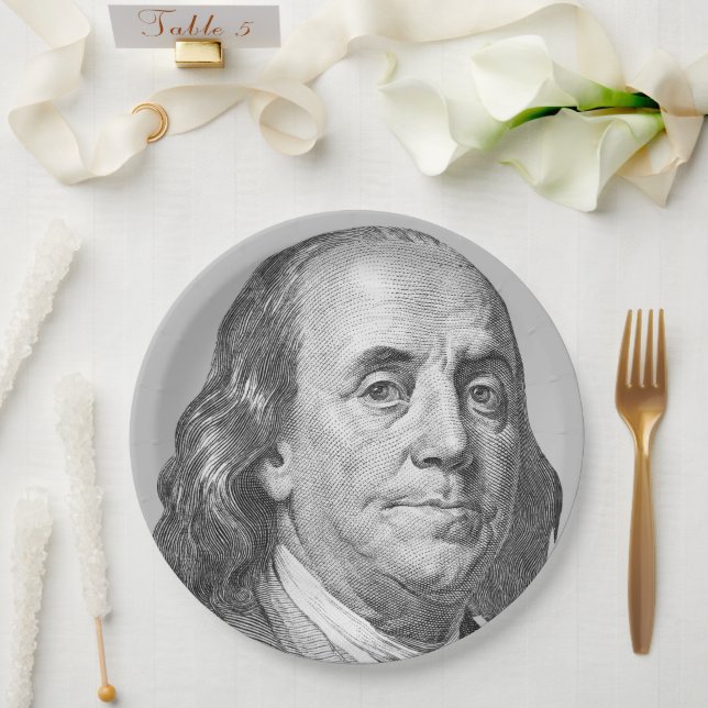100 dollars, Benjamin Franklin Paper Plates (Wedding)