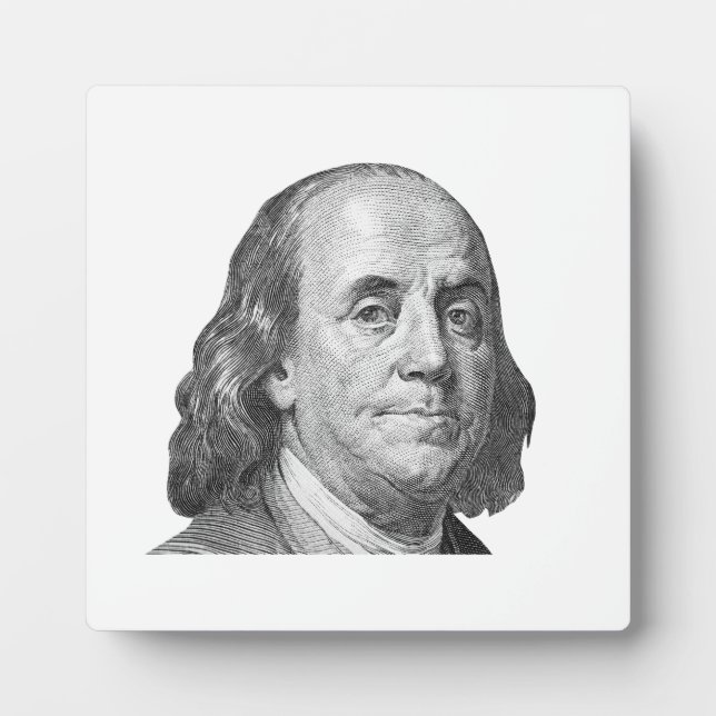 100 dollars, Benjamin Franklin Plaque (Front)