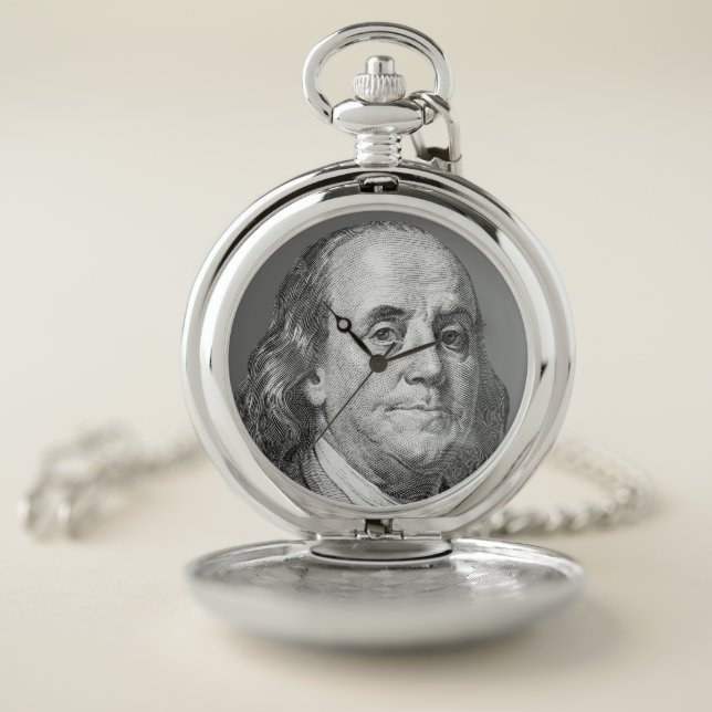 100 dollars, Benjamin Franklin Pocket Watch (Inside)