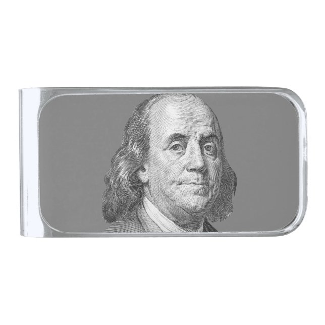 100 dollars, Benjamin Franklin Silver Finish Money Clip (Front)