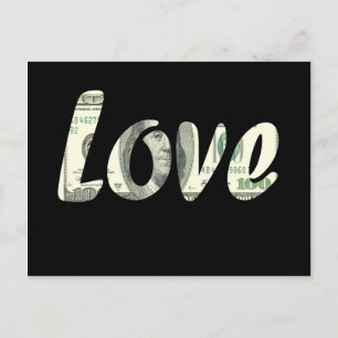 100 dollars love postcard