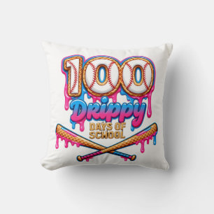 100 Drippy Days of School Baseball Boys Toddler Throw Pillow