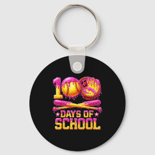100 drippy days of school softball ice cream 100th keychain
