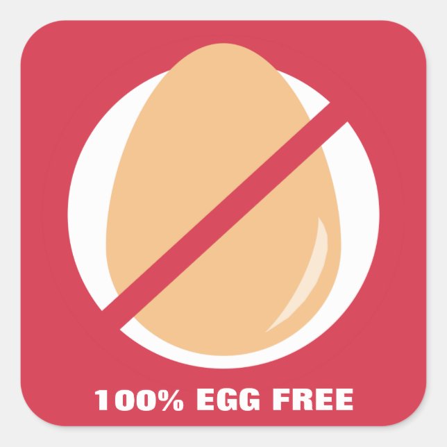 100% Egg Free Food Allergy Alert Stickers (Front)