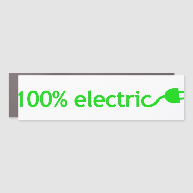 100% Electric Vehicle Car Magnet Bumper Sticker (Front)