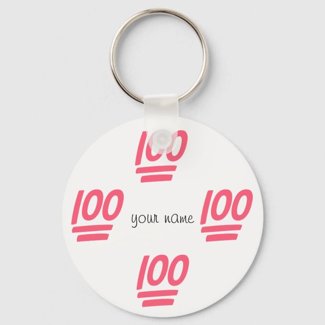 100% Emoji  and '' Your Name Here " Keychain (Front)