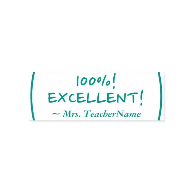 "100%! EXCELLENT!" Grading Rubber Stamp (Design)